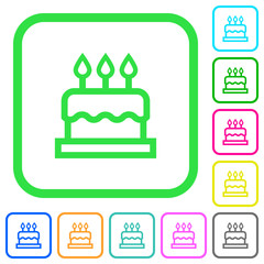Birthday cake vivid colored flat icons