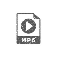 Video file format  icon in grunge texture. Vintage style vector illustration.