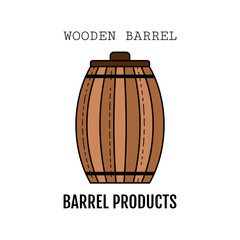 Wooden barrel for beer, water and beverages. Flat icon for site, business. Vector illustration