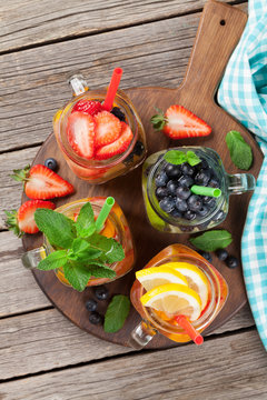 Fresh lemonade with summer fruits and berries