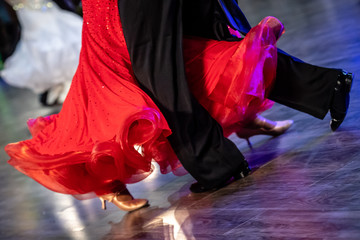 Dancing shoes feet and legs of female and male couple ballroom - obrazy, fototapety, plakaty