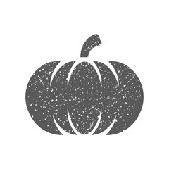 Pumpkin icon in grunge texture. Vintage style vector illustration.