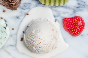 Selection of different ice cream scoops