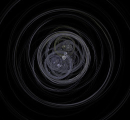 Gray fractal circle isolated on black background.