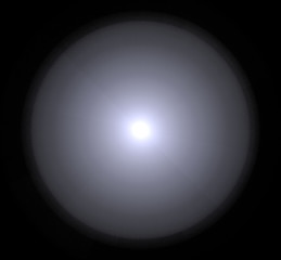 Glowing gray circle moon sun on black background.