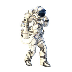 Astronaut on white. Mixed media