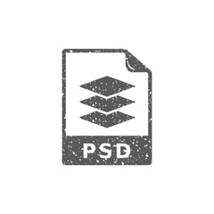 Pixel editor file format icon in grunge texture. Vintage style vector illustration.