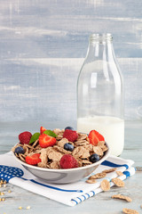 Delicious healthy breakfest bowl with berries