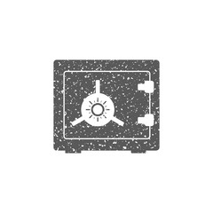 Safe box icon in grunge texture. Vintage style vector illustration.