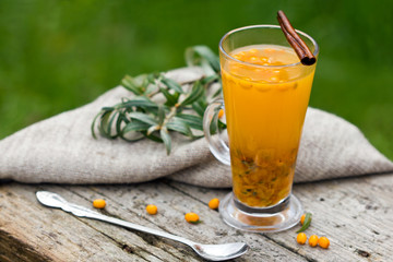 Hot tea with organic sea-buckthorn