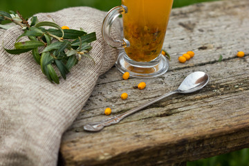 Hot sea buckthorn beverage.