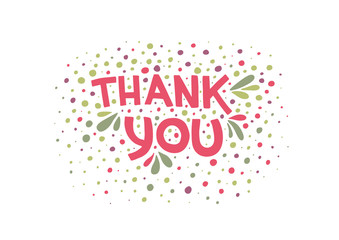 Lettering Thank you on the white background