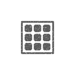 Solar cells panel icon in grunge texture. Vintage style vector illustration.