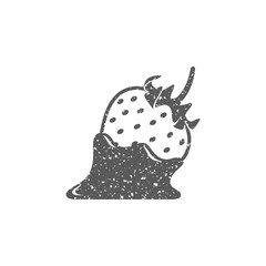 Strawberry chocolate icon in grunge texture. Vintage style vector illustration.