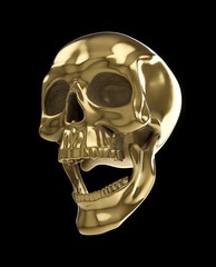 3D rendering golden skull isolated