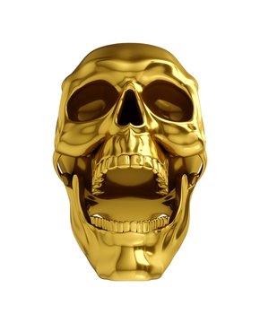 3D rendering golden skull isolated