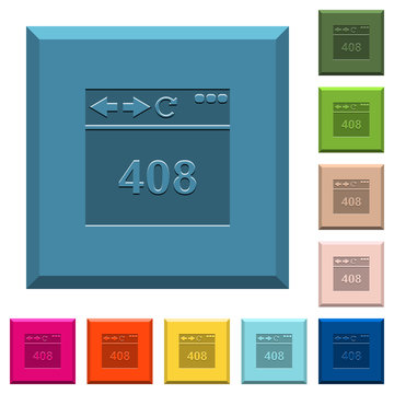 Browser 408 request timeout engraved icons on edged square buttons