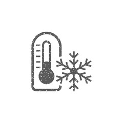 Thermometer icon in grunge texture. Vintage style vector illustration.