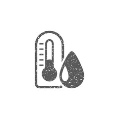 Thermometer icon in grunge texture. Vintage style vector illustration.
