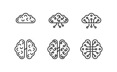 Artificial intelligence, Human anatomical brain with electronics technology elements icon. Smart software, futuristic idea of intelligent machines and computer programs. vector design.