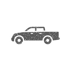 Truck icon in grunge texture. Vintage style vector illustration.