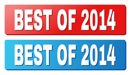 BEST OF 2014 text on rounded rectangle buttons. Designed with white title with shadow and blue and red button colors.