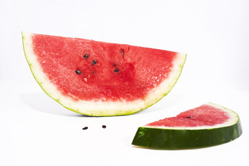 Isolated slices of Watermelon.