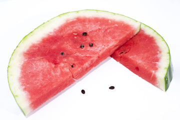 Isolated slices of Watermelon.