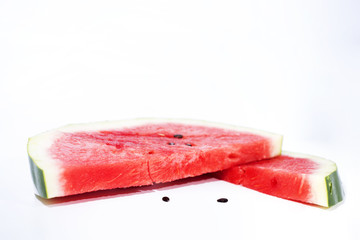 Isolated slices of Watermelon.