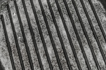 Grilled frying pan with salt