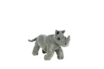Plasticine artwork. Handmade rhinoceros.