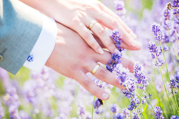 Wedding rings on wedding day