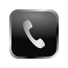 Communication icon: elegant silver phone handset icon