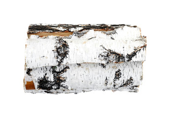 Birch log isolated on white background. Firewood.