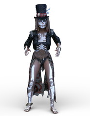 骸骨コスチュームの女性