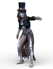 骸骨コスチュームの女性