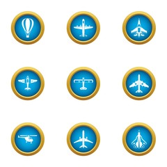 Mean of transportation icons set. Flat set of 9 mean of transportation vector icons for web isolated on white background
