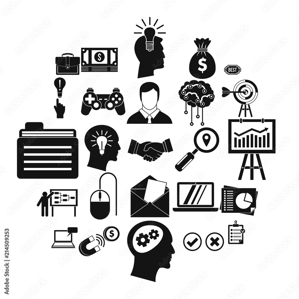 Poster creating game icons set. simple set of 25 creating game vector icons for web isolated on white backg
