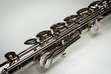 Fototapeta premium Keys of a platinum plated silver flute