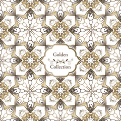 Luxury Seamless Patterns. Victorian damask seamless pattern. Golden vintage design elements. Decorative ornament for fabric, textile, wrapping paper.