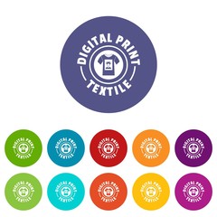 Digital print textile icons color set vector for any web design on white background