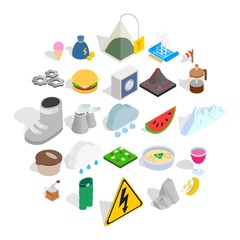 Hibernal icons set. Isometric set of 25 hibernal vector icons for web isolated on white background