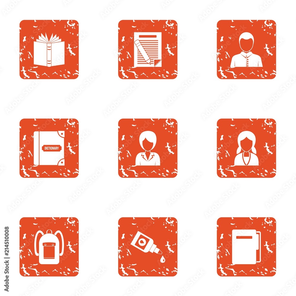Poster educator icons set. grunge set of 9 educator vector icons for web isolated on white background