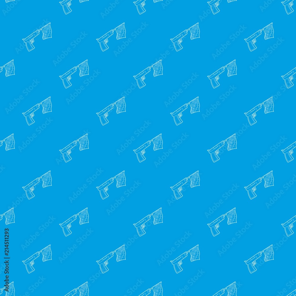 Wall mural Gun with flag toy pattern vector seamless blue repeat for any use - Wall murals