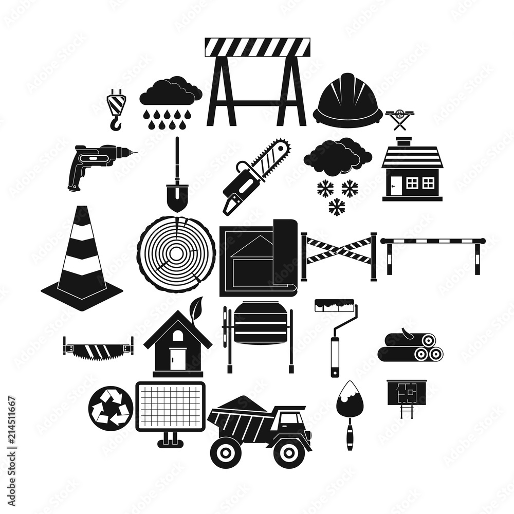 Poster construction material icons set. simple set of 25 construction material vector icons for web isolate