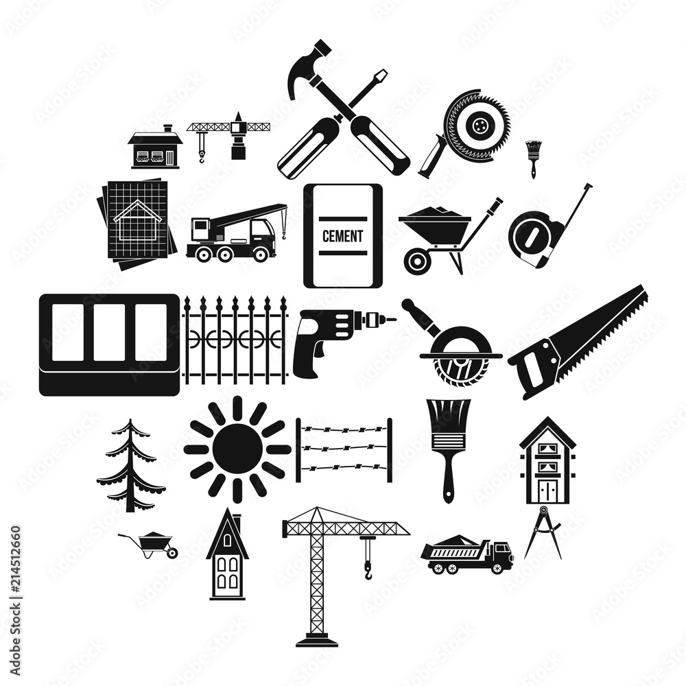 Poster sturdy construction icons set. simple set of 25 sturdy construction vector icons for web isolated on