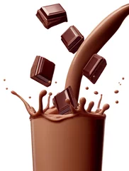 Photo sur Plexiglas Milk-shake chocolat lait boisson splash verre paille