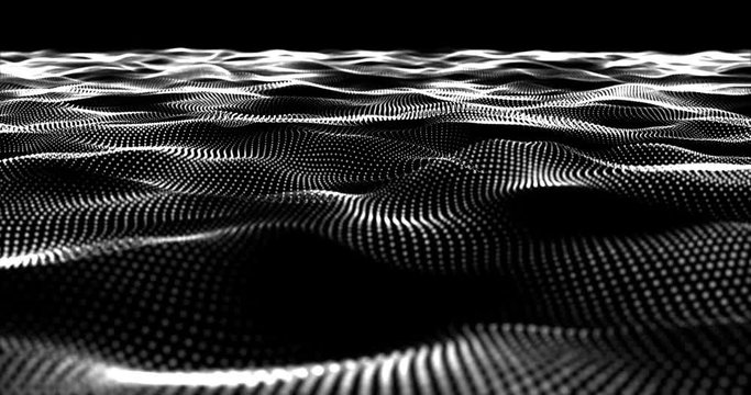White Wave Data Network as Particle System Loopable Background Video Animation.