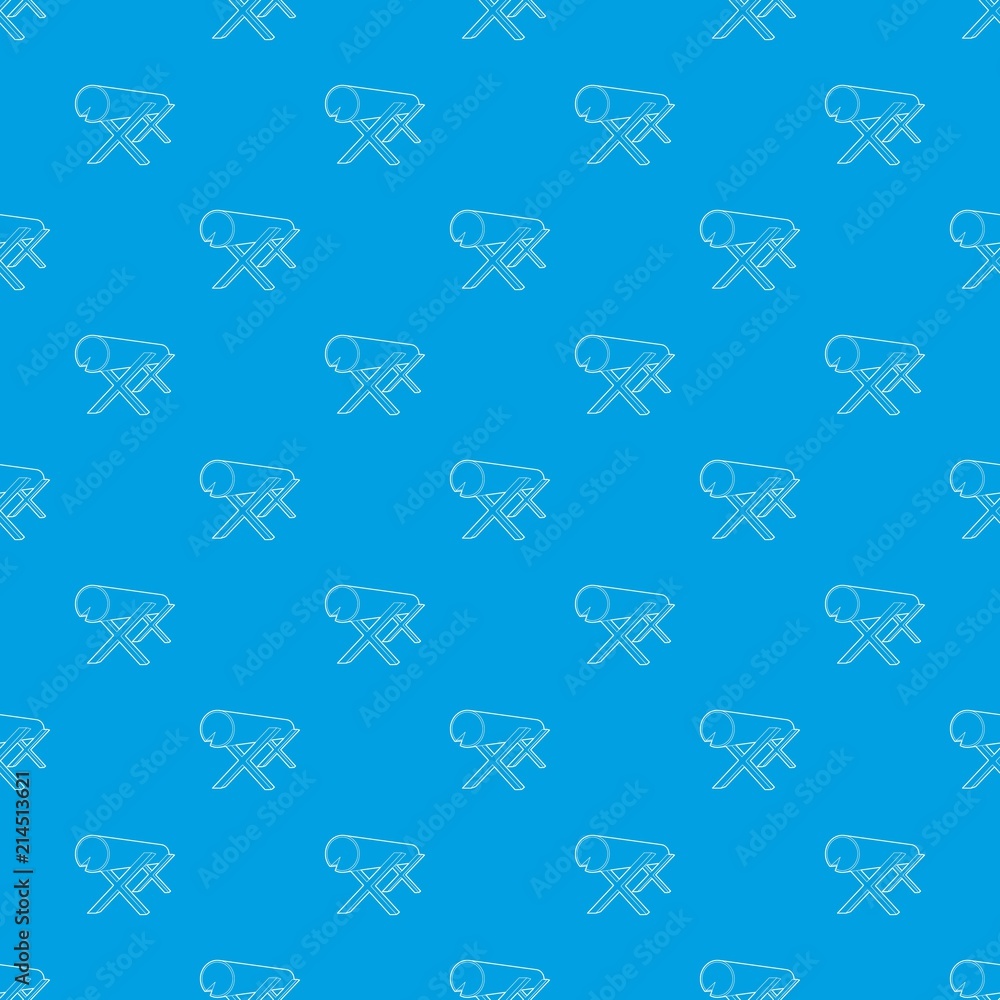 Poster goats for sawing logs pattern vector seamless blue repeat for any use