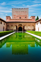 Fototapeta premium Court of the Myrtles in Nasrid Palace in Alhambra, Granada, Spain